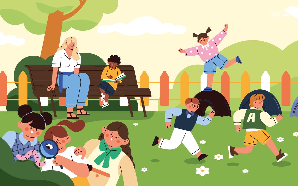 Illustration av barn som rör sig